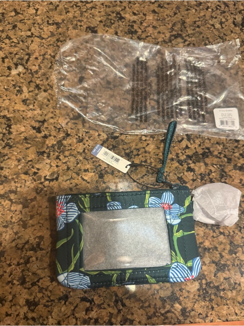 New Floral Vera Bradley Keychain ID Wallet